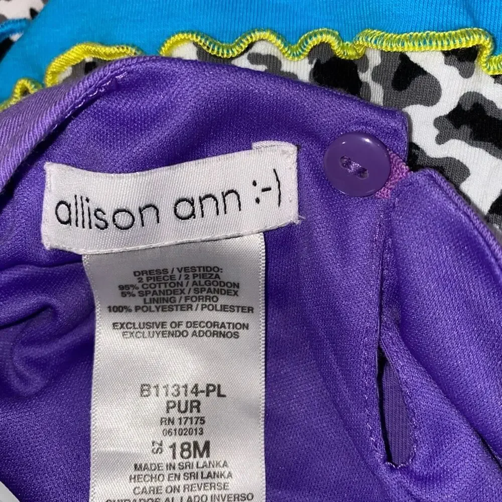 Allison Ann  birthday girl two piece set SZ 18 months purple multicolor